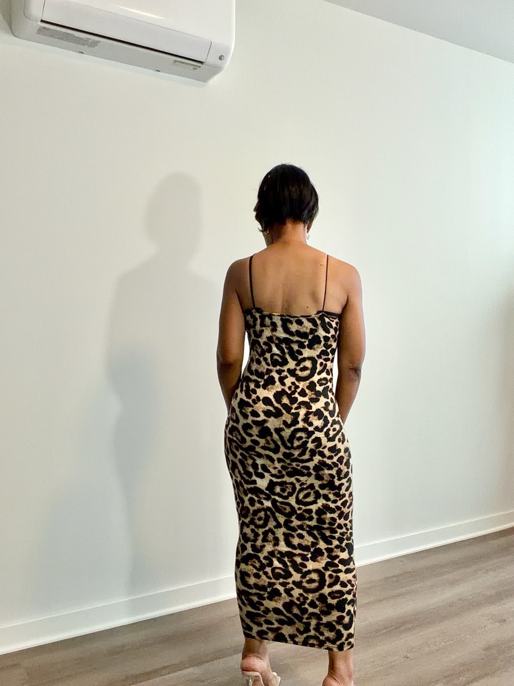 Leopard Print Slip Midi Dress - Beige/Black - Picture 7 of 7
